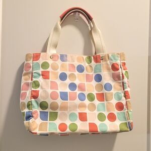 Kate Spade Pastel Geometric Dot Canvas Handbag Tote